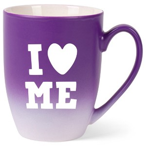 Elanze Designs I Heart Me Two Toned Ombre Matte Purple and White 12 ounce Ceramic Stoneware Coffee Cup Mug - 1 of 4
