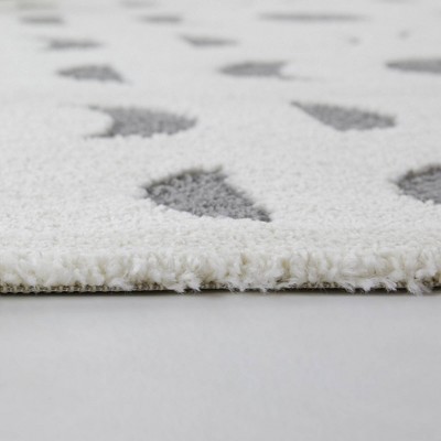 Cream and Gray Geometric Moon Phases Kids' Rug 5'3" x 7'
