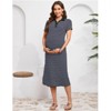 Clearlove Women's Short Sleeve Button Down Striped Maternity Dress Split Hem Nursing Friendly Pregnancy Dress - 4 of 4