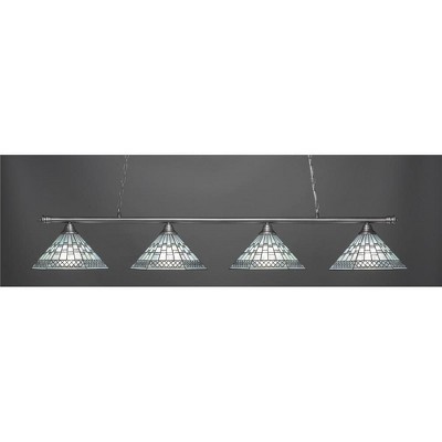 Toltec Lighting Oxford 4 - Light Island Pendant Light in  Brushed Nickel with 16" Pewter Art Glass Shade