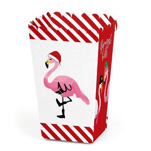 Big Dot of Happiness Flamingle Bells - Tropical Flamingo Christmas Party Favor Popcorn Treat Boxes - Set of 12 - 1 of 4