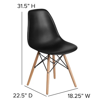 Black Plastic Side Chair with Wooden Legs