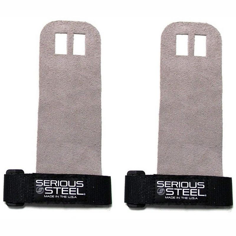 Serious Steel Fitness Gray Leather Pull Up WOD Grips Gymnastics Grips Medium, 2 of 4