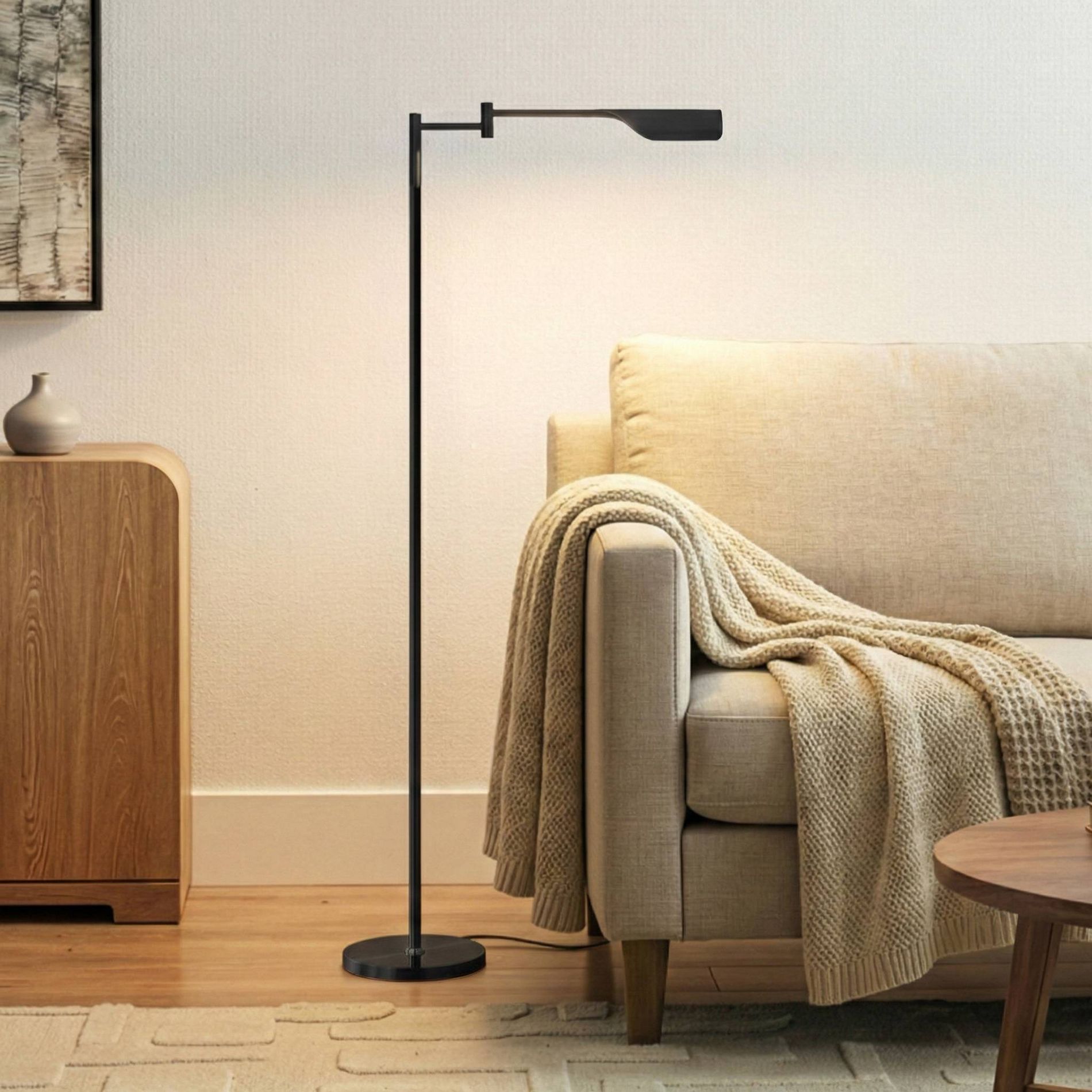 Brightech Leaf Modern Dimmable (Includes LED Light Bulb) Swing Arm Arc Floor Lamp Matte Black