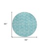 Teal Blue And Ivory Geometric Washable Indoor Outdoor Area Rug - 3 of 4