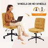 VINGLI Mid Back Armless Office Desk Chair with Wheels/no Wheels,360°Rocking Swivel Vanity Chair with Thickened Cushion, Linen - 3 of 4