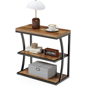 Tribesigns 3-Tier Narrow Side Table, Farmhouse Wood End Table with Storage for Bedroom Living Room Office Couch, Brown - 1 of 4
