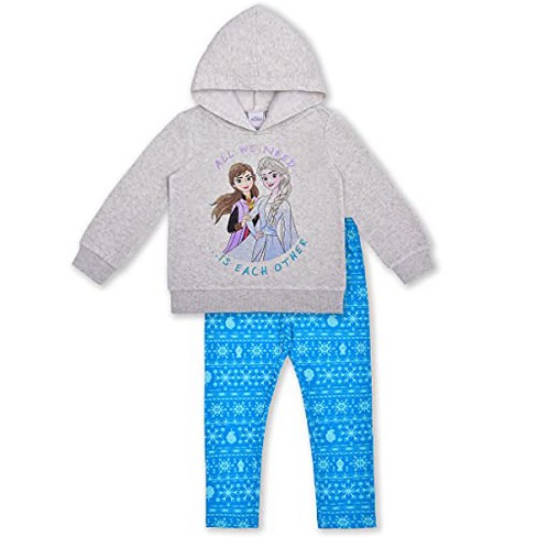 Disney Elsa And Anna 2 Piece Coordinates, Hoodie And Leggings Bundle Set - Gray And Blue / Size 6 : Target