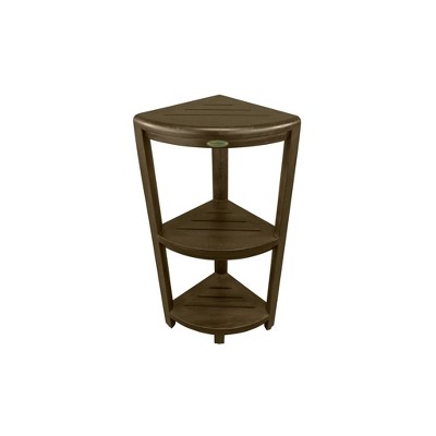 32" SnazzyCorner Tall Teak Shower Shelf Dark Brown - DecoTeak: Bathroom Bench, No Assembly Required