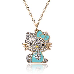 Sanrio Hello Kitty Crystal Pendant Necklace - Gold-Tone with Colorful Enamel Accents - 1 of 4