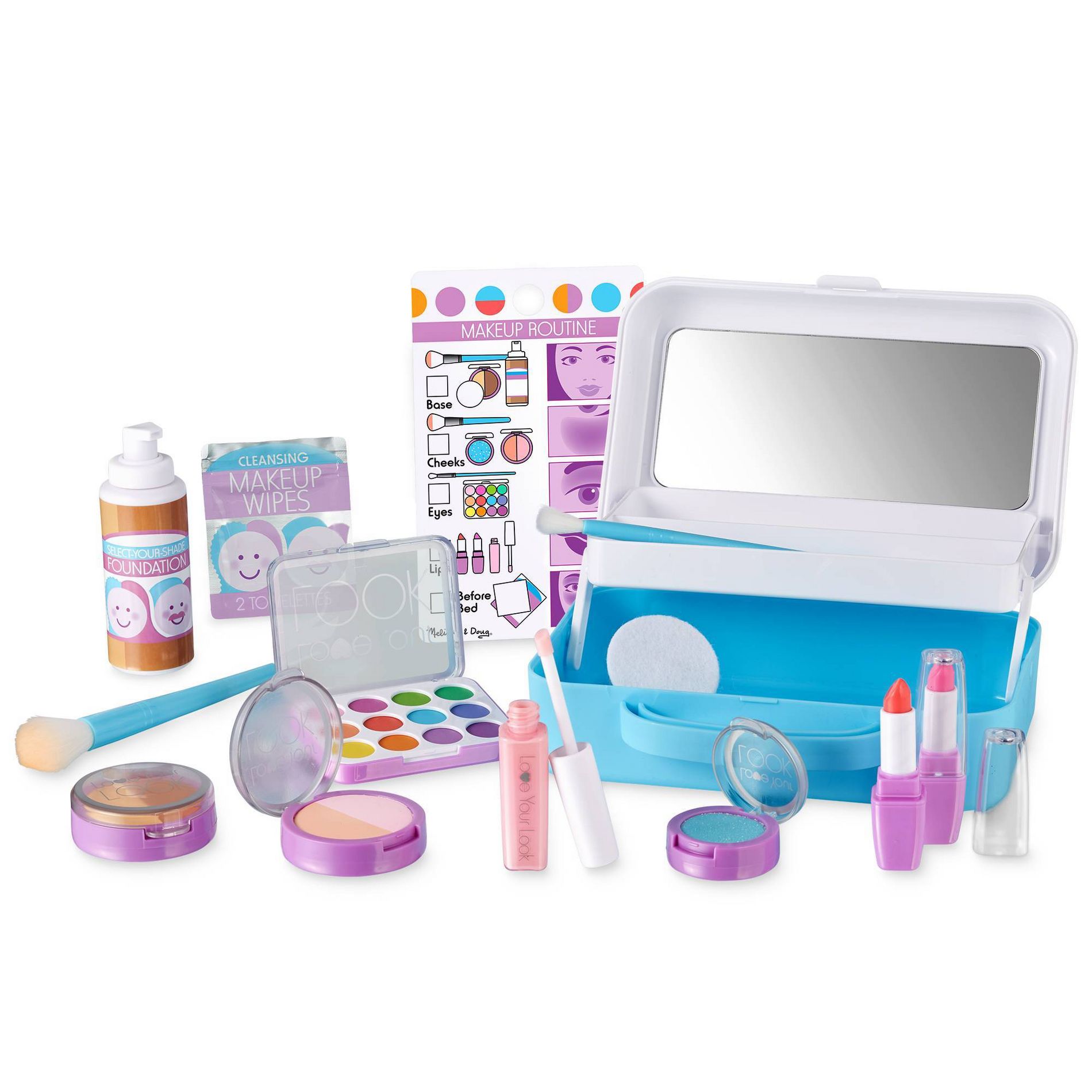 Melissa & Doug Love Your Look Pretend Makeup Kit Play Set – 16 Pieces for Mess-Free Pretend Play (DOES NOT CONTAIN REAL COSMETICS)