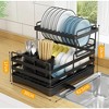 2 tier Dish Drainer Kitchen Counter Dish Rack with Cutlery Holder, Drip Tray - 4 of 4