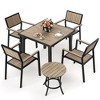 Pamapic 6-Piece Aluminum Outdoor Patio Dining Set with Square Table, Small Side Table and 4-Stackable Chairs - 4 of 4