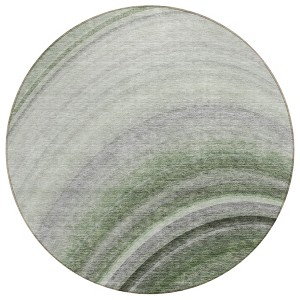 Green And Artichoke Green Abstract Washable Indoor Outdoor Area Rug - 1 of 4