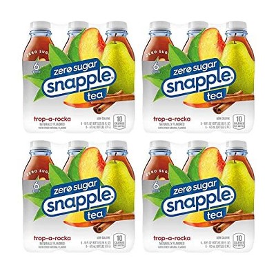 Snapple Zero Sugar Trop-A-Rocka All Natural Iced Tea Gluten Free 16 Fl Oz 100% Recycled Plastic Bottle 24 Pack