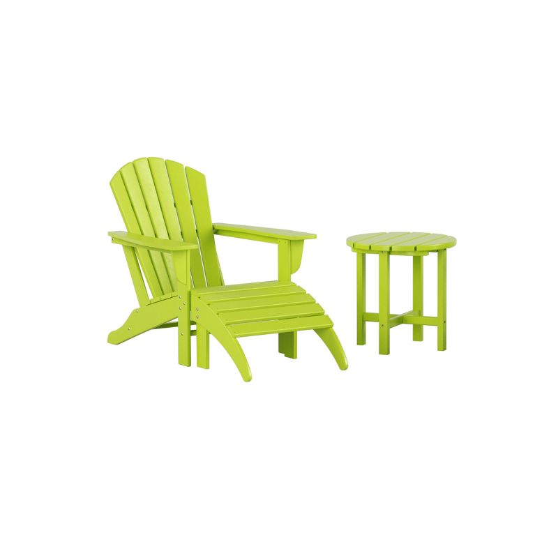 WestinTrends Dylan HDPE Outdoor Patio Adirondack Chair with Ottoman and Side Table (3-Piece), 1 of 7
