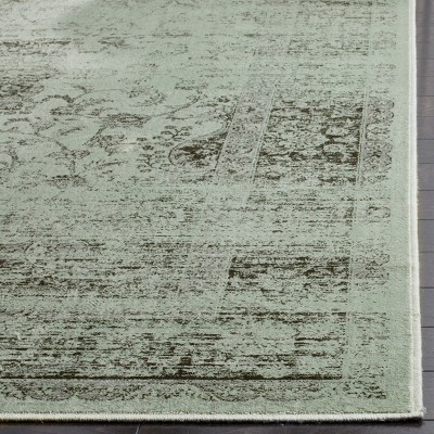 Ivory and Spruce Square Vintage Wool Area Rug