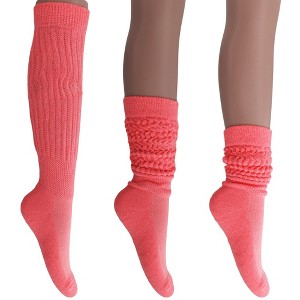 Women's Slouch Socks – Soft Cotton Scrunch Socks, Retro Knee-High Boot Socks for Casual Wear & Comfort (6 Pairs) - 1 of 1