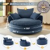 57.5" Oversized Corduroy Swivel Barrel Chair with Dual-Layer Cushion and 3 Pillows for Living Room Bedroom-Baofuwish - 2 of 4