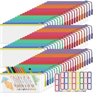 Fmeida 24 Pack Mesh Zipper Pouch Bags Small, Zipper Pencil Pouches, 9.2 x 4.7 in Clear Pencil Pouch Bulk, Pencil Bags with Zipper - 1 of 4