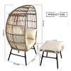 Coolbibila Modern Outdoor Patio Garden PE Wicker Egg Chair,Patio Chaise Lounge Chair with Footstool and Cushions,Indoor Bedroom Basket Chair - 4 of 4
