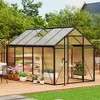Aluminum outdoor greenhouse with roof vents and quick assembly frame, PC panels, suitable for greenhouse, courtyard, terrace, lawn - 4 of 4