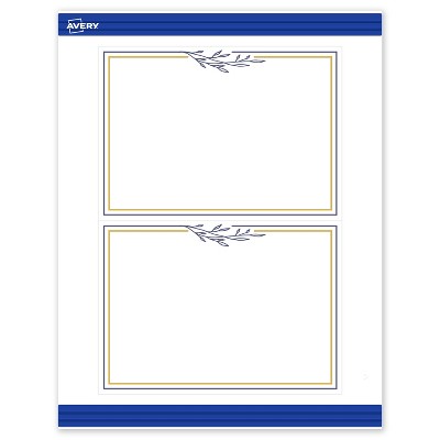 Avery 5" x 7" Cards, Gold & Navy Border with Florals, 20 ct