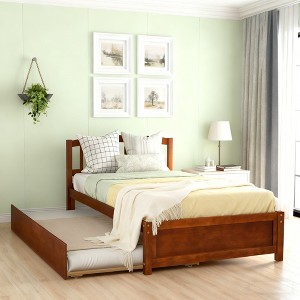 Luxystar Twin size Platform Bed with Trundle for Apartment and Guest Room - 1 of 4