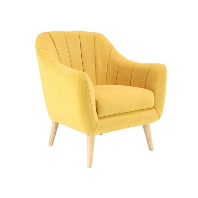 Modern Polyester and Wood Accent Chair Yellow - Olivia & May