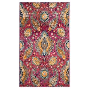 Fuchsia/Gold Abstract Loomed Accent Rug - (3