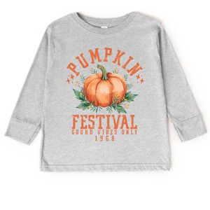 The Juniper Shop Pumpkin Festival Gourd Vibes Toddler Long Sleeve Tee - 5/6T - Heather Grey - 1 of 4