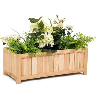 Costway Rectangle Wood Flower Planter Box Portable Raised Vegetable Patio Lawn Garden folding