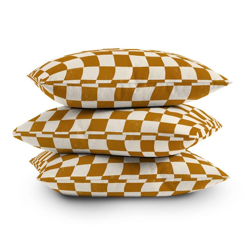 16&#34;x16&#34; Avenie Warped Checkerboard Square Throw Pillow Gold - Deny Designs, 4 of 6