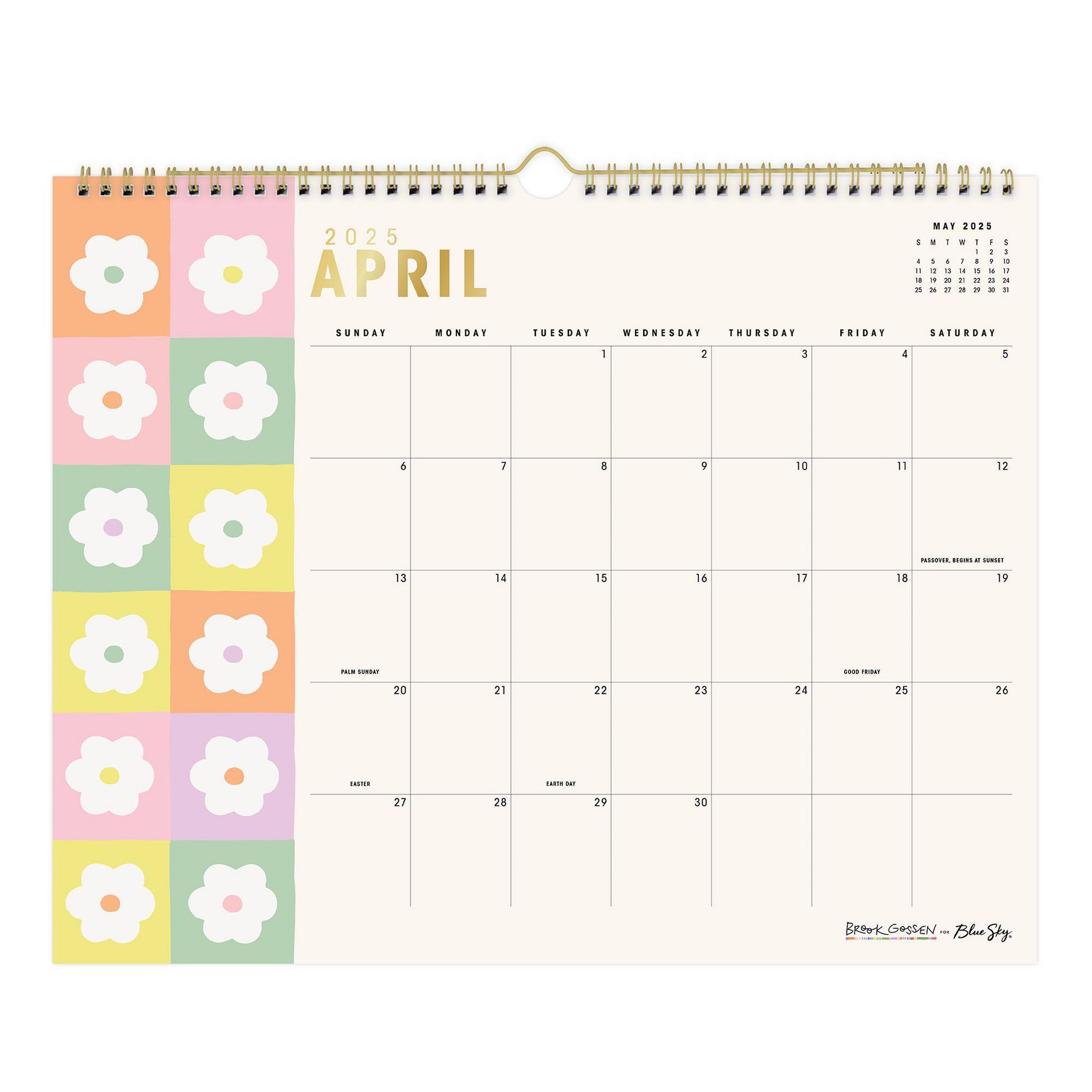 Blue Sky Brook Gossen Wall Calendar 15"x12" Monthly April 2025 to June 2026 Wirebound (15 Month) Daisy Check