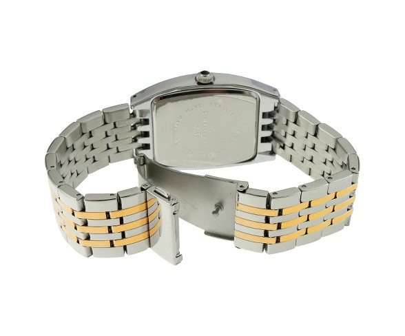 Men's Peugeot&#174; Tourneau Guilloch&#233;  Dial Bracelet Watch - Gold
