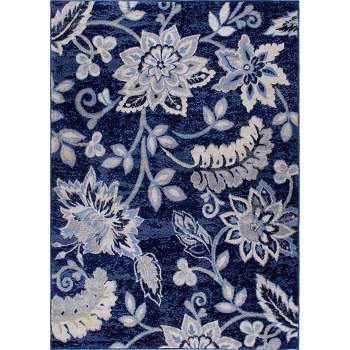 Home Dynamix Tremont Teaneck Contemporary Floral Area Rug, Navy Blue/Grey, 3'3"x5'2"
