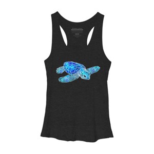 Women's Design By Humans Blue And Green Watercolor Sea Turtle By Maryedenoa Racerback Tank Top - 1 of 3