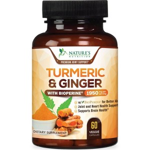 Turmeric Curcumin w/ Ginger & BioPerine Black Pepper - 1,950mg 95% Standardized - 60 Capsules - 1 of 4