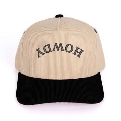 Embroidered Howdy Upside Down Arch - Corduroy Trucker Hat