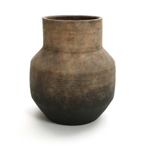 LuxenHome Brown Ombre Terracotta 11.4-Inch Round Vase - 1 of 4