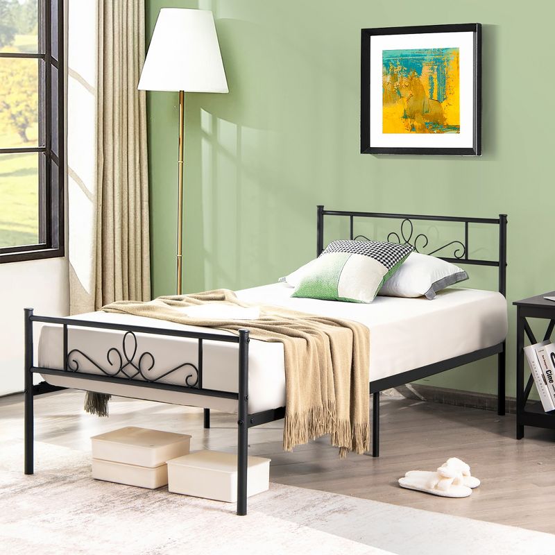 Costway Twin/Queen/Full Metal Platform Bed Frame with Headboard and Footboard No Box Spring Needed, 2 of 10