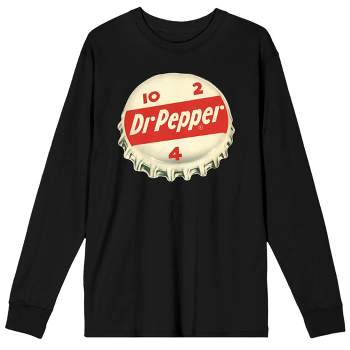 Dr. Pepper Bottle Cap Crew Neck Long Sleeve Black Men's Tee
