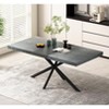 Dolonm Retro Rectangular Stretch Dining Table,Dark Grey stone Top And Black Relief Plate, With Storage Box. - 4 of 4