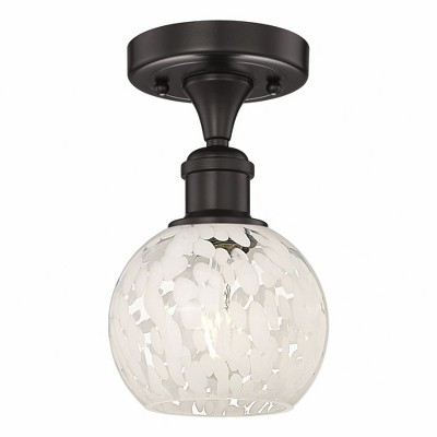 White Mouchette - 1 Light Semi-Flush Mount In Modern Style-8.13 Inches Tall and 6 Inches Wide