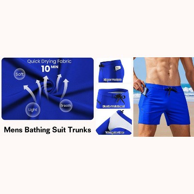 Ekouaer Mens Tight Swim Trunks Quick Dry Swim Briefs 5 inches Swimwear Zip Pockets Bathing Suit with Mesh Lining Palm Tree Blue XL — фото 8