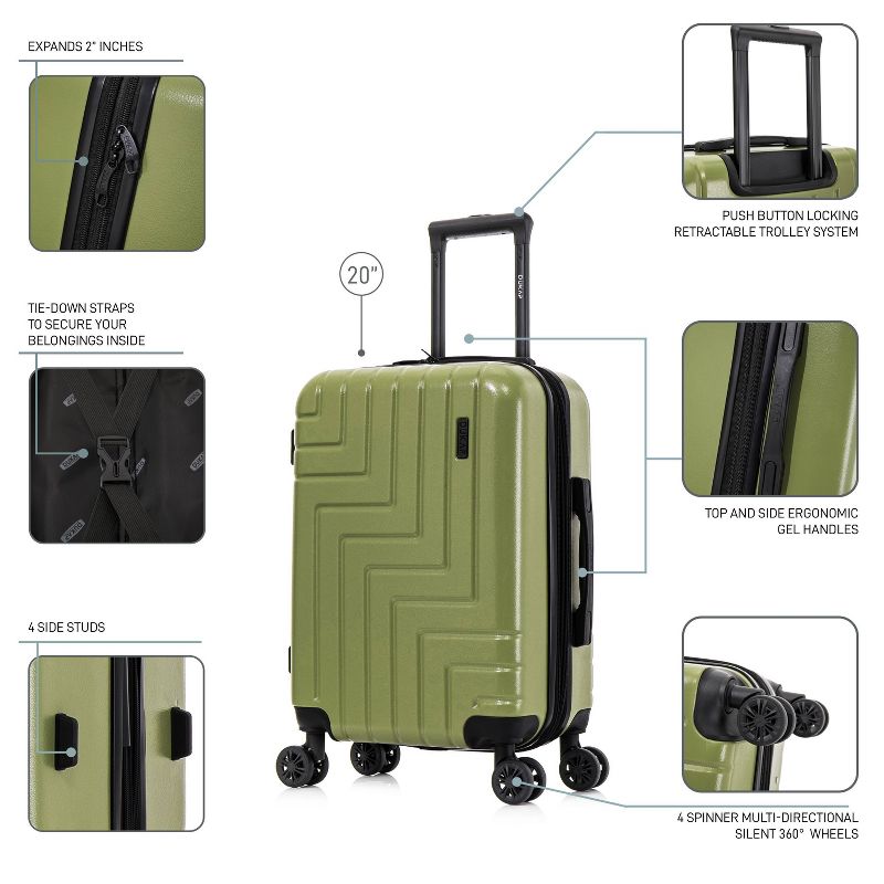 DUKAP Zahav Lightweight Hardside Carry On Spinner Suitcase - Green, 4 of 18