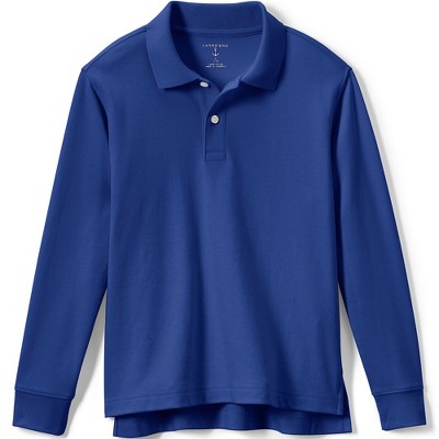 Lands' End School Uniform Kids Long Sleeve Interlock Polo Shirt ...