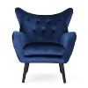 CAVINAS Mid-Century Velvet Arm Chair,Playful Wingback Accent Chair with Button Tufting,Comfy Chairs for Living Room,Office,Navy Blue - 2 of 4