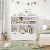 Kids Bookshelf Toy Storage Cabinet with 3 Movable Drawers, Hidden Wheels, 6 Storage Cubbies, Toy Organizer for Bedroom, Playroom, Nursery - 2 of 4