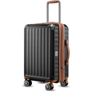 LUGGEX 20Inch Carry On PC Expandable Hard Shell Spinner Suitcase , Silver White - 1 of 4